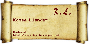 Komsa Liander névjegykártya